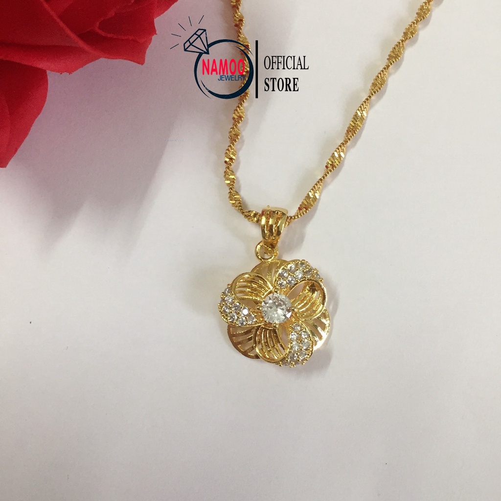 Dây Chuyền Hoa Mai 2 lớp V241, Mặt Dây CHuyền Vàng Mạ Cao Cấp Namoo Jewelry