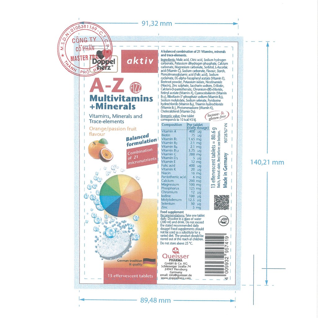 Sủi Bổ Sung Vitamin Và Khoáng Chất Tổng Hợp Doppelherz A-Z Multivitamins+Mineral | BigBuy360 - bigbuy360.vn