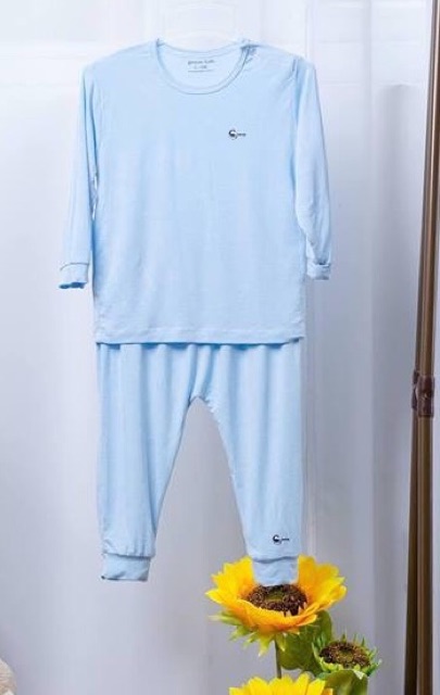 Bộ quần dài áo dài tay cài vai giữ nhiệt cotton organic Goosekids cho bé trai bé gái