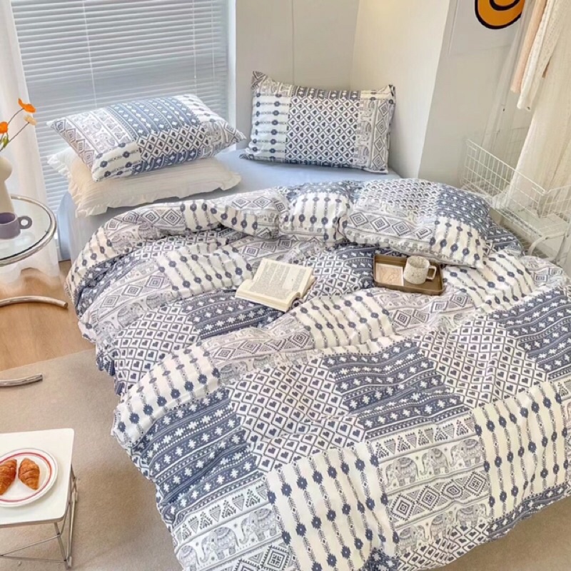 Bộ chăn ga gối cotton living trần ga 4 món
