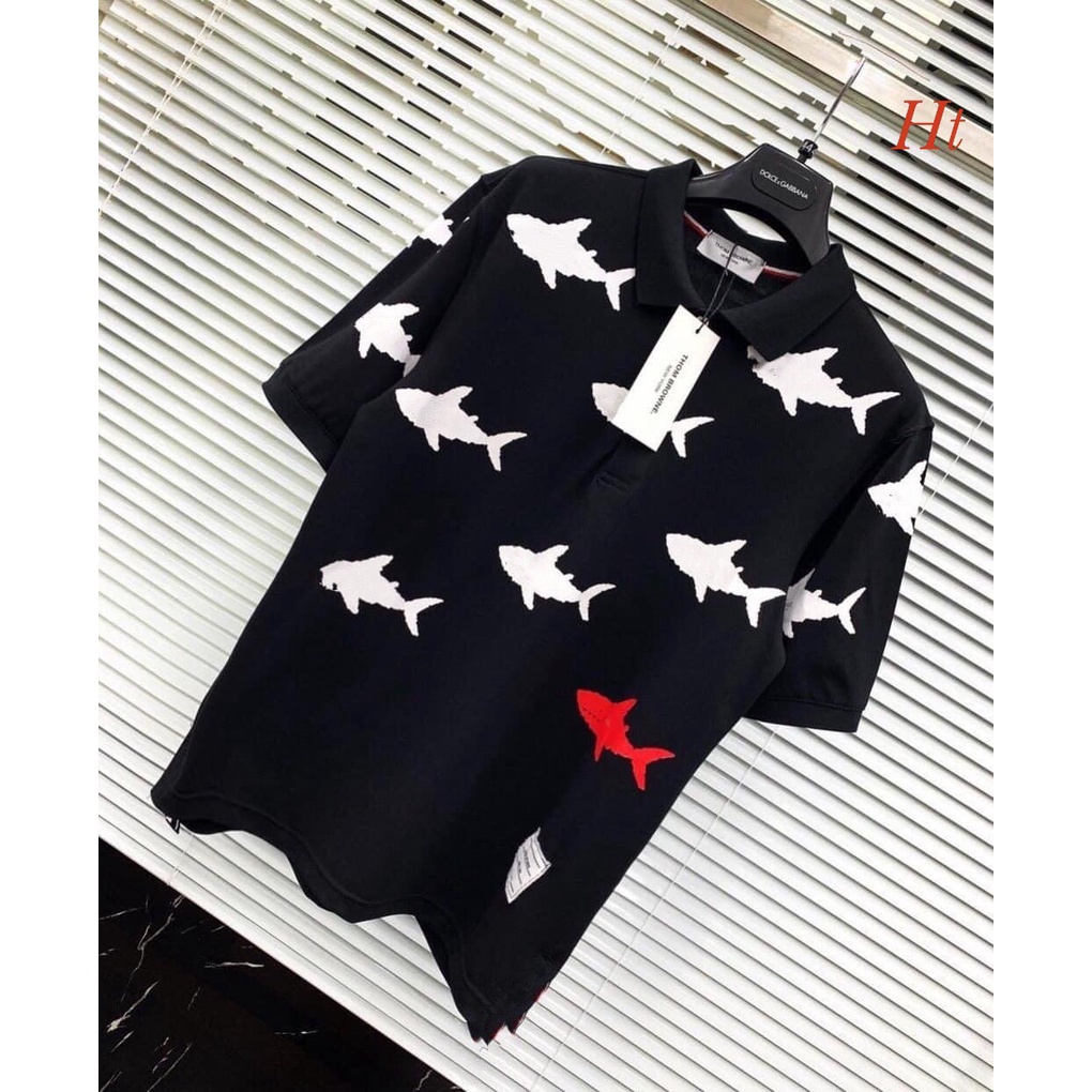 Áo  polo cá  đen đỏ  áo thun nam ngắn tay cổ bẻ siêu hót