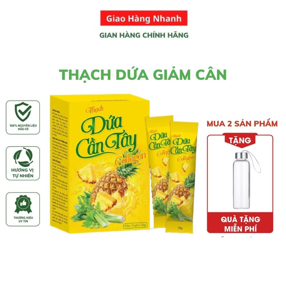 Thạch Dứa Giảm Cân Thạch Dứa Cần Tây Collagen Plus Hỗ Trợ Giảm Béo An Toàn Không Tác Dụng Phụ Hộp 10 gói