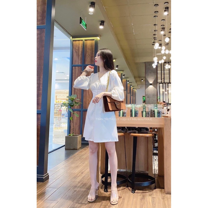 [new2021] Đầm nữ trắng tay phồng dạo phố xinh xắn thiết kế 2 lớp có lót toàn thân vải may loại 1 mã [20CUOM