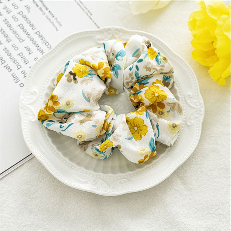 Dây Cột Tóc Cao Su In Họa Tiết Hoa Đơn Giản Ngọt Ngào Thời Trang Cho Nữ