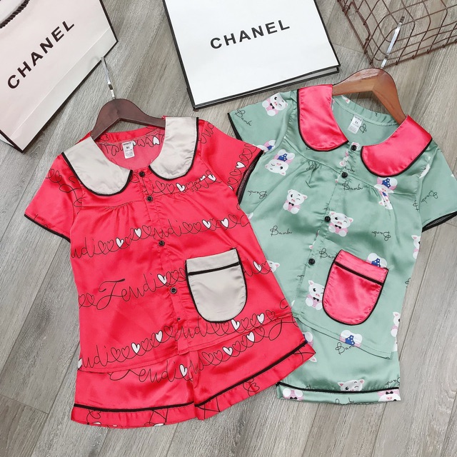 SIZE 20-37kg: bộ pijama lụa hàn cao cấp cho bé trai bé gái - bpld202