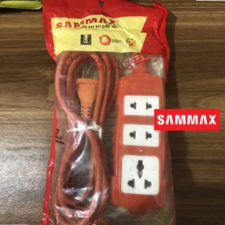 Ổ cắm điện công suất lớn Sammax, chịu tải 8000W, 3 ổ tích hợp ổ cắm 2 chân và 3 chân, cắm được cả phích tròn và dẹt