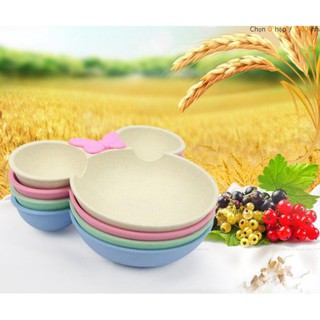 Khay ăn dặm Mickey lúa mạch kèm thìa dĩa cho bé
