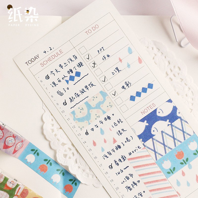 Băng dính trang trí Washi tape Paper dyeing 1 cuộn : 15mm x 5m