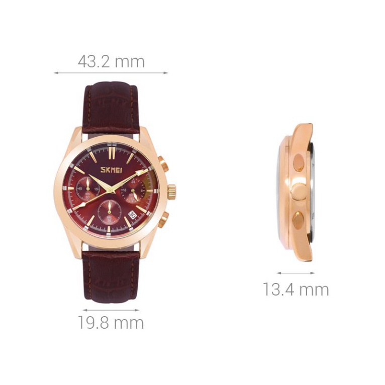 Đồng hồ nam Skmei  dây da phong cách chống nước chống xước