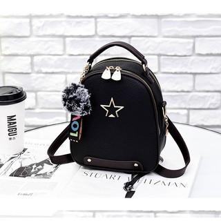 Balo mini da nữ họa tiết ngôi sao, đeo 2 kiểu balo và túi đeo chéo