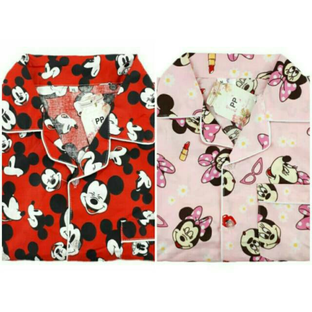 Bộ Đồ Ngủ Cotton Tay Ngắn / Dài In Hình Mickey / Minnie / Đôi Môi / Mặt Đáng Yêu Cho Bé 3t-10t