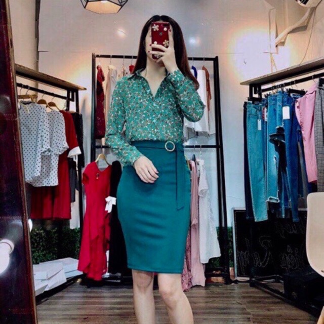 Bán sỉ chân váy bút chì màu xanh
