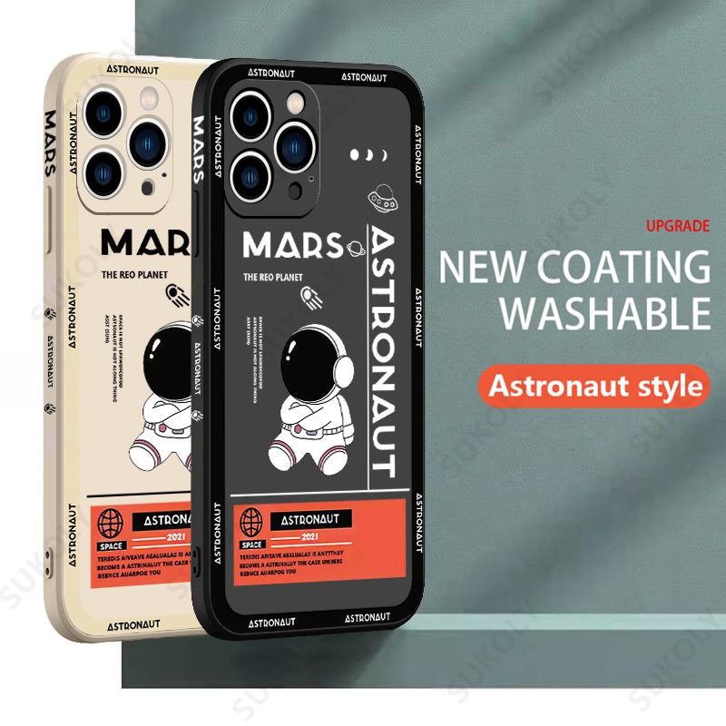 Mới Ốp Điện Thoại Silicon Vuông Mềm Hình Phi Hành Gia Cho iPhone 13 pro Max 12 pro Max 6s plus 7 plus 8 X Xs Xr Xsmax 11 pro Max Se2020