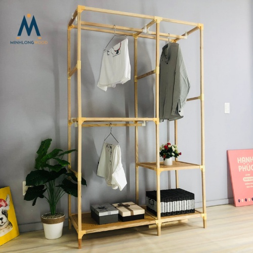 Kệ gỗ treo quần áo - Minhlongwood - M32 - Gỗ tự nhiên