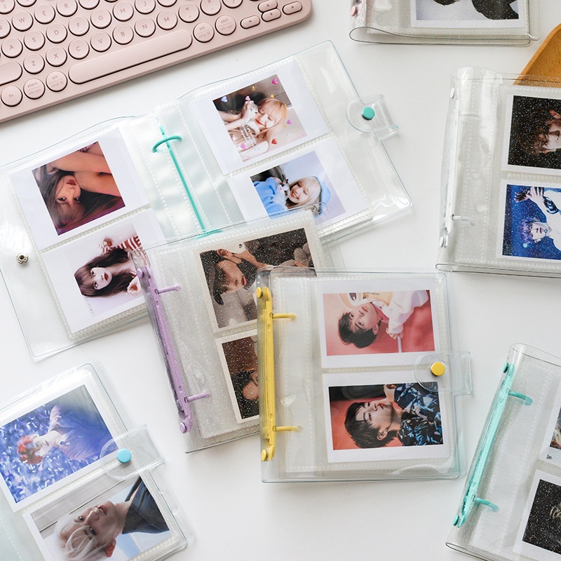 Sổ Binder Còng Màu Pastel 2 Ô Vuông Đựng Ảnh Photocard Bìa Dẻo
