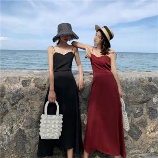 Váy lụa 2 dây hở lưng siêu sang chảnh