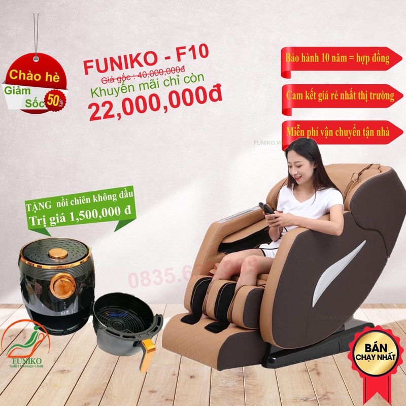 [Mua ghế tặng NCKD] Ghế Massage 3D Funiko F10 ♥️FREESHIP♥️ Ghế mát xa toàn thân trị liệu vô địch về giá