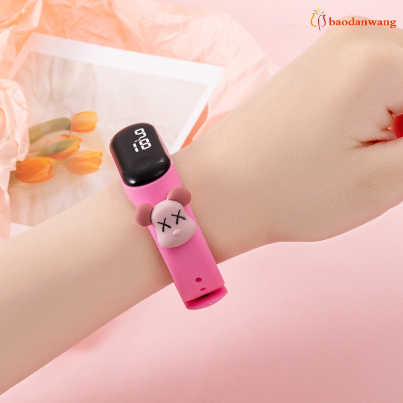 Đồng hồ đeo tay màn hình hiển thị LED điện tử màu trắng chống thấm nước thiết kế hoạt hình đáng yêu dành cho trẻ em Mi 3