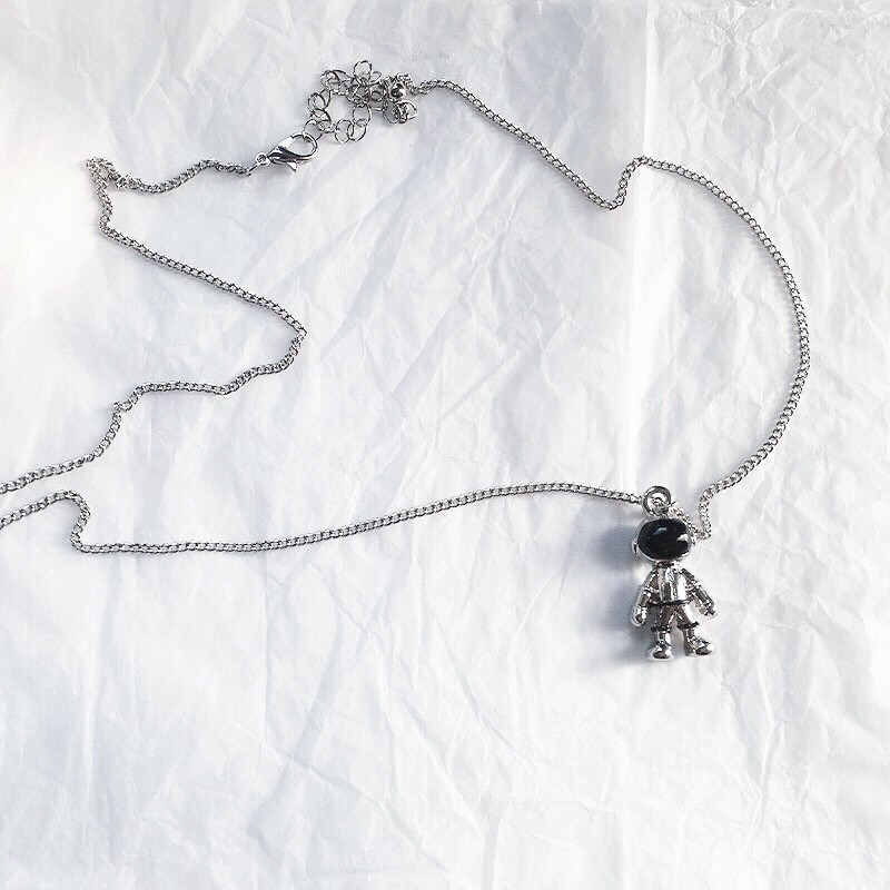 Dây Chuyền Bằng Thép Titan Thời Trang 1239500Dây Chuyền Mặt Phi Hành Gia Phong Cách Hiphop Hàn Quốc