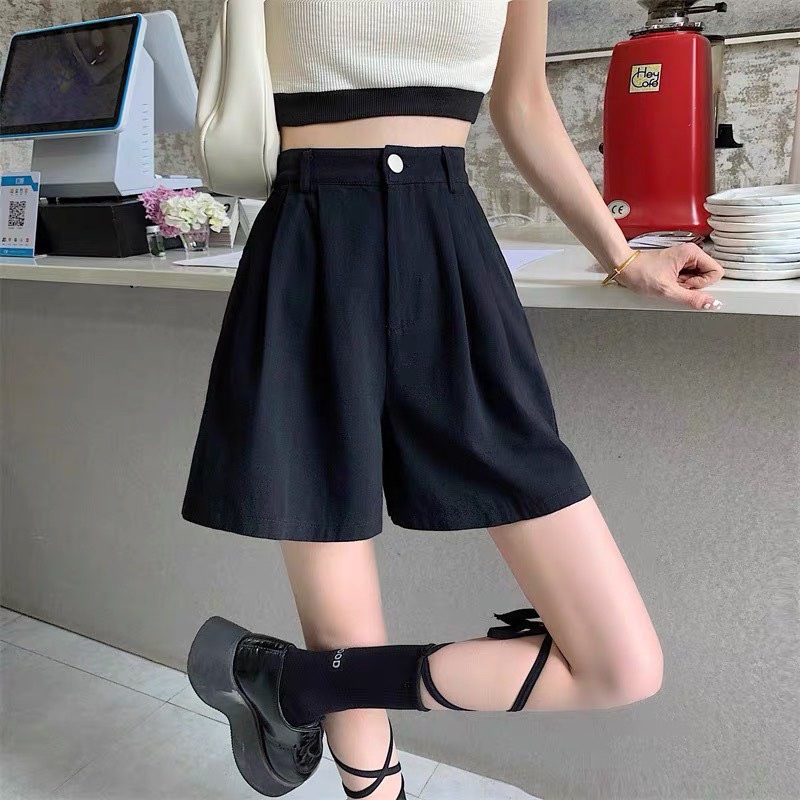 Quần nữ ống rộng cạp cao màu trơn năng động thời trang