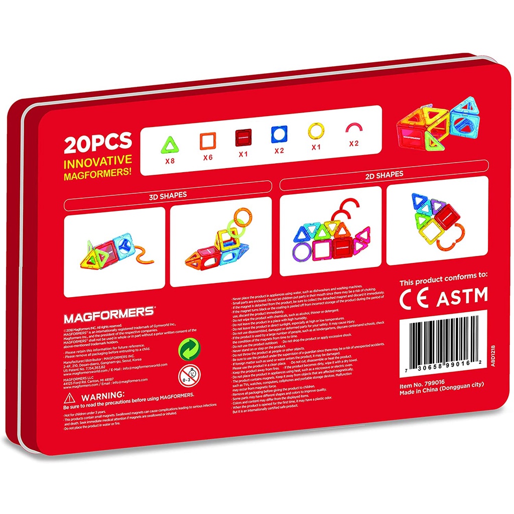 Đồ chơi Xếp hình nam châm 3D Magformers Bộ hình học 20 mảnh