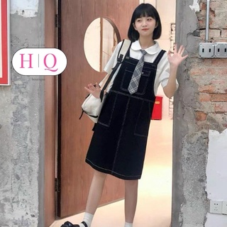 Váy yếm Nữ 2 Dây Chỉ Nổi  Mặc Đi Học Phong Cách Hàn Quốc Ulzzang Trendy Cute Dễ Thương - HQ Fashion