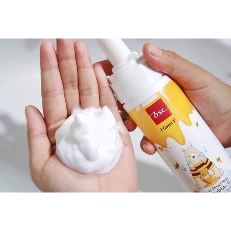 01 Sữa rửa mặt tạo bọt chiết xuất mật ong BCS HONIE V Sweet Honei Bear Facial Bubble Foam Thái Lan 160ml