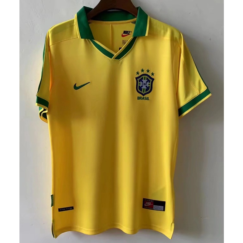 Áo Thun Bóng Đá Tay Ngắn Nhanh Khô Phong Cách Brazil 1997 Size S-XXL