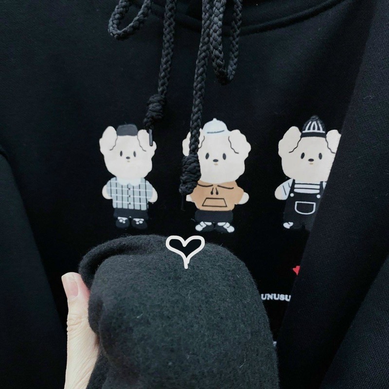 [Ảnh Thật] Áo khoác Hoodie Family Bear tay phồng chất nỉ bông mịn đẹp Form rộng Unisex Nam Nữ Couple