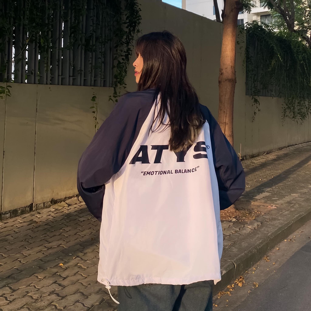 Áo khoác dù nam nữ ATYS , áo khoác gió local brand unisex , jacket form rộng size us cổ cao zip 2 lớp - Gin store