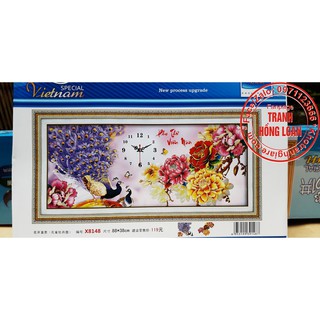 Tranh thêu chữ thập đồng hồ phu thê viên mãn X8148