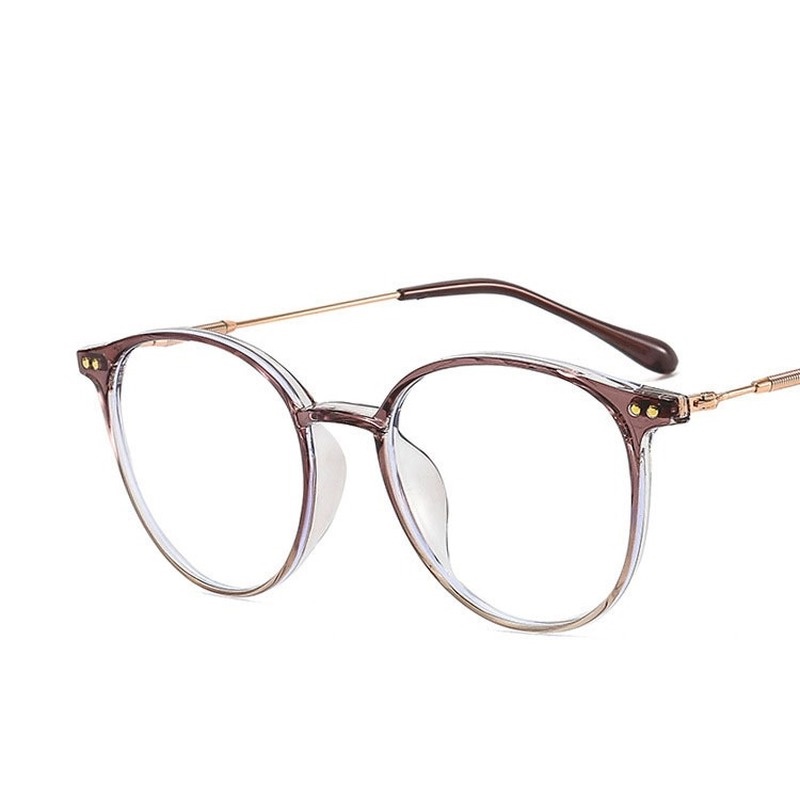 Mắt kính gọng oval bằng kim loại chống ánh sáng xanh phong cách