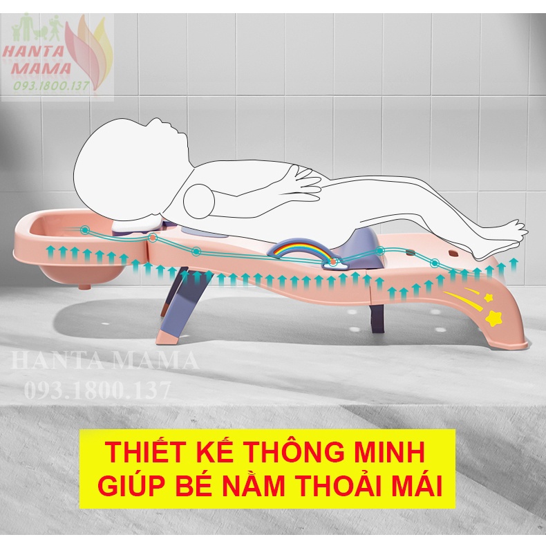 Ghế gội đầu cho bé size lớn bệ gội đầu gấp gọn có tay vịn nấc điều chỉnh