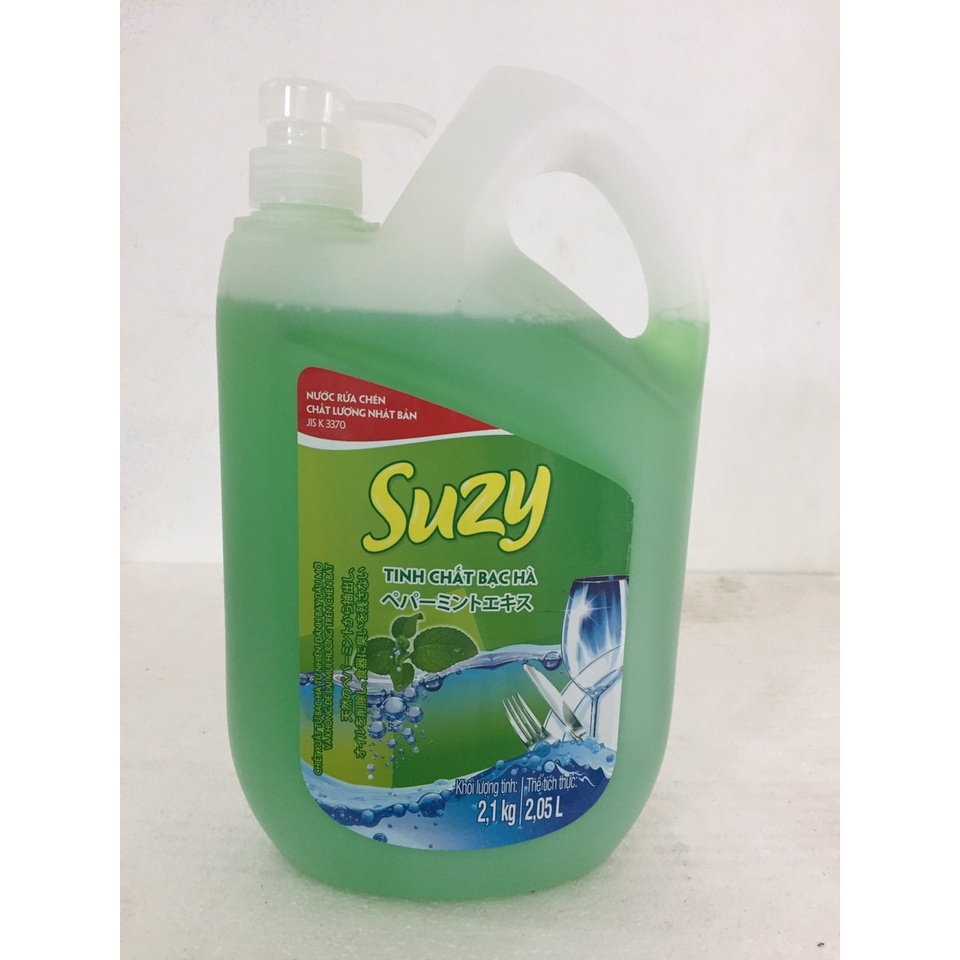 Nước rửa chén Suzy can 2,1kg có vòi nhấn - Công nghệ Nhật Bản