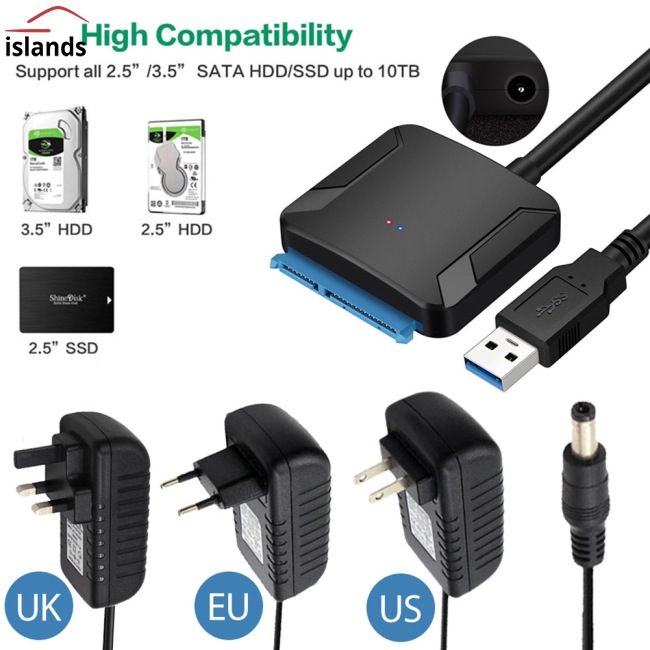 Dây cáp chuyển đổi USB 3.0 sang Sata kèm Adapter chuyển đổi nguồn điện AC 12v 2A