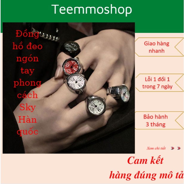 Nhẫn đồng hồ nam nữ, đồng hồ đeo ngón tay Hàn Quốc độc đáo mạ vàng đính đá làm trang sức đẹp