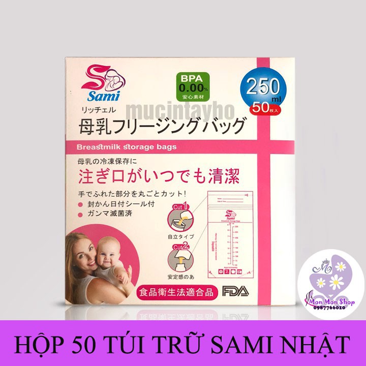 Combo sỉ 10 hộp túi trữ sữa Sami 250ml (50 túi/h)