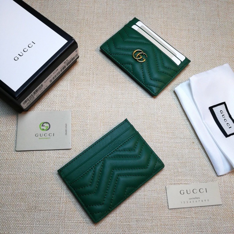 ví bóp đựng thẻ logo chữ G đôi đính mặt da cao cấp gucci GC GG