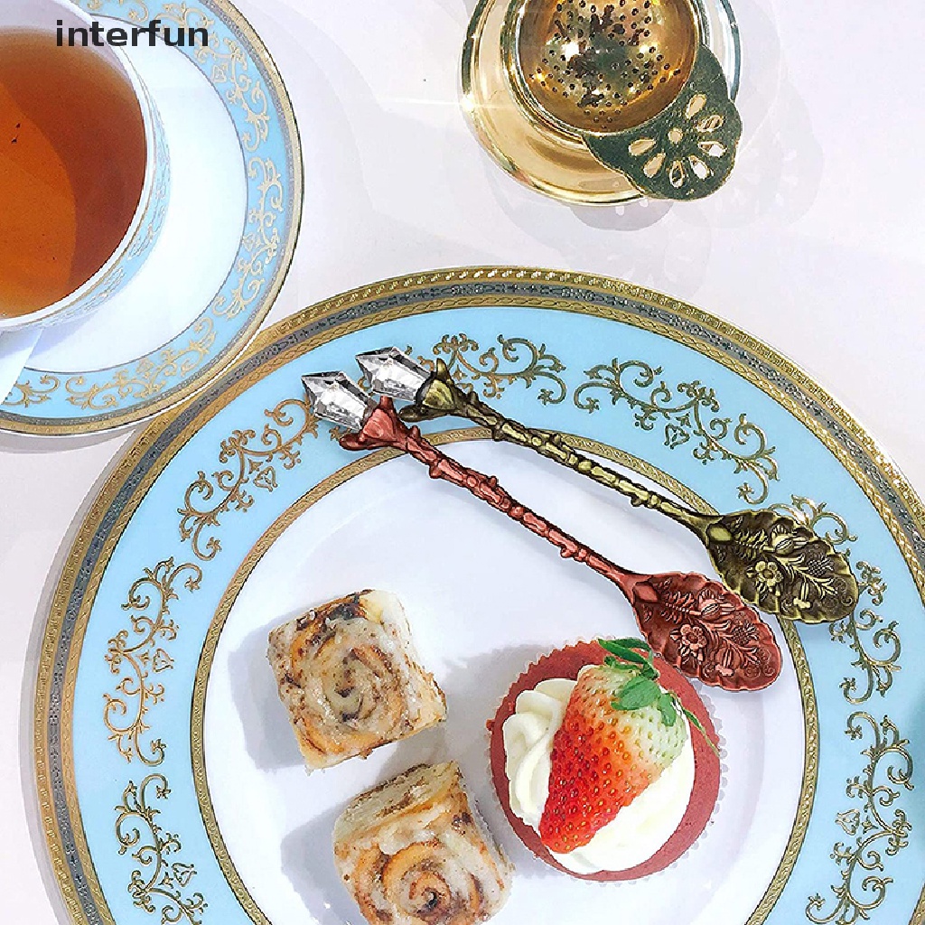 Set 4 Muỗng Cà Phê Chạm Khắc Hình Hoa Phong Cách Vintage