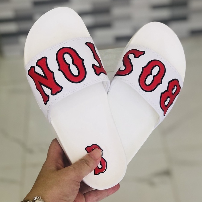 Dép unisex 𝐌𝐋𝐁 𝐁𝐎𝐒𝐓𝐎𝐍 ❤️FREESHIP + Hộp❤️ dép mlb quai ngang thể thao nữ in Boston nhiều màu