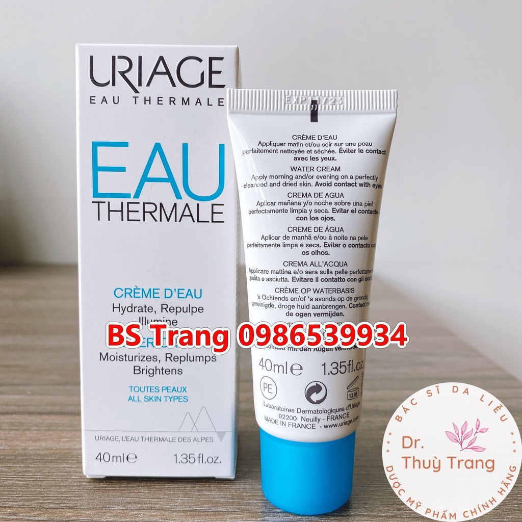 Kem dưỡng ẩm chuyên sâu dạng cream cấp ẩm, giữ nước,phục hồi và tạo màn bảo vệ da URIAGE EAU THERMALE CRÈME D'EAU T 40ML