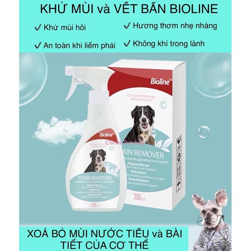 Xịt khử mùi hôi diệt khuẩn Stain Remover Bioline 300ml