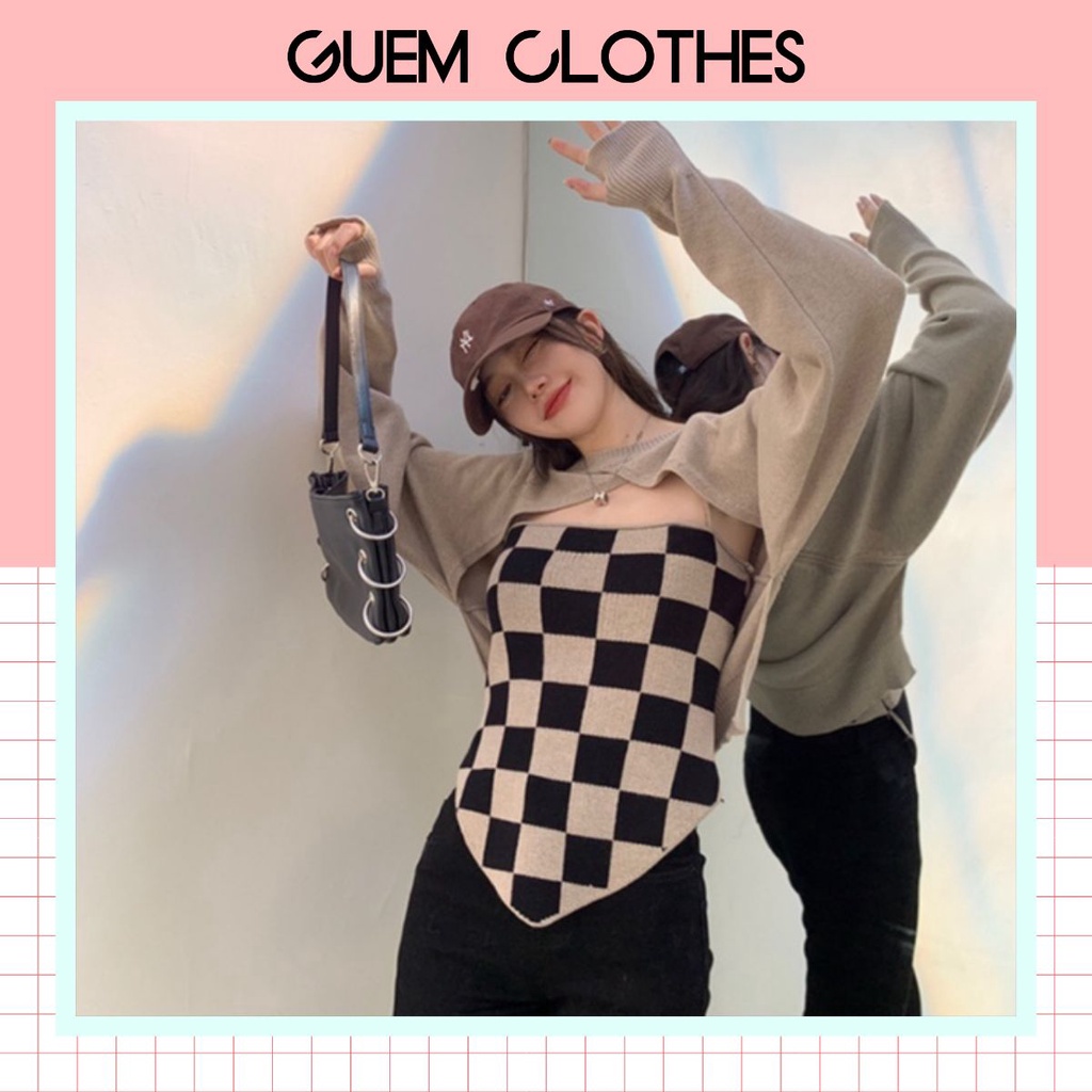 Set len 2 mảnh dáng dàng họa tiết kẻ ô thời trang Quảng Châu L1 - GUEM Clothes | BigBuy360 - bigbuy360.vn