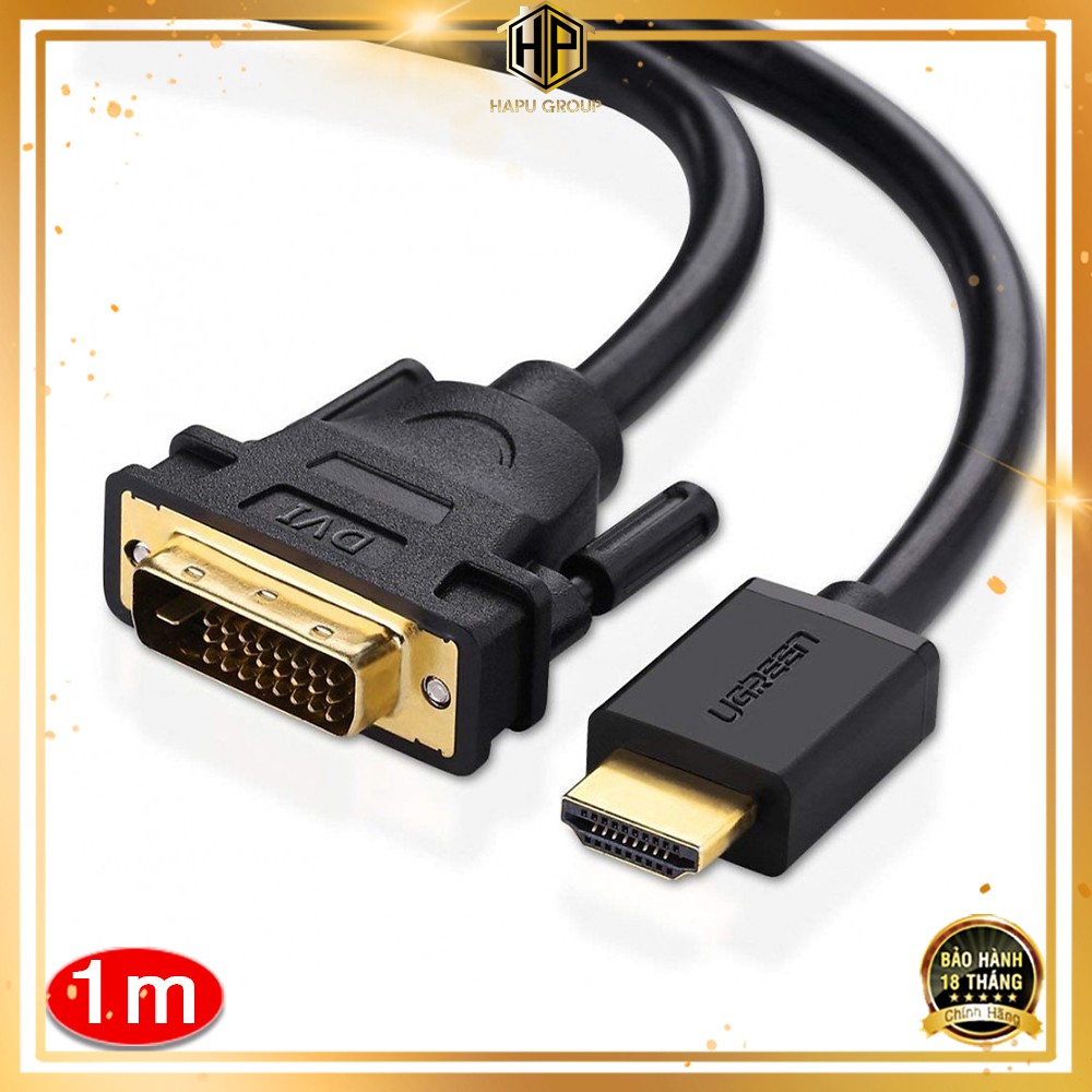 Cáp chuyển HDMI sang DVI Ugreen 30116 dài 1m full HD 1080P hỗ trợ đảo chiều - Hapugroup