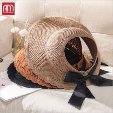 Mũ cói gắn nơ,mũ nan vành rộng hở chóp (có sỉ)