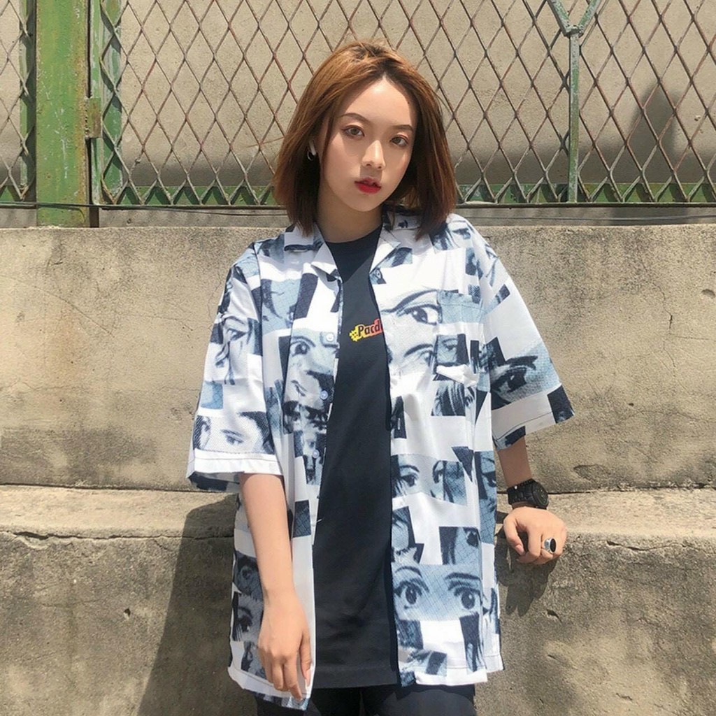 Áo sơ mi lụa nam nữ form rộng tay lỡ in họa tiết cực độc đáo, chất lụa mềm mịn, thoải mái, thoáng mát | BigBuy360 - bigbuy360.vn