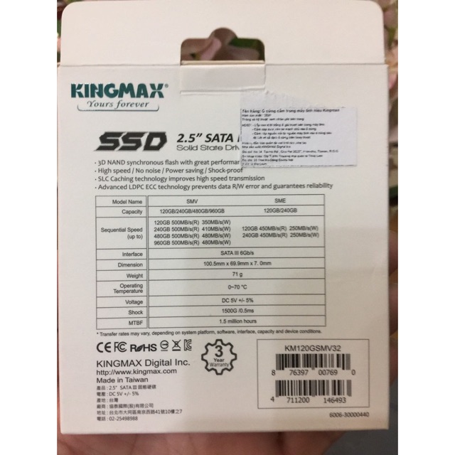 Ổ CỨNG SSD KINGMAX SMV32 120Gb Chính Hãng Viễn Sơn