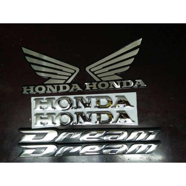 Bộ tem Honda Dream nổi crom 6 miếng