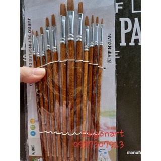 Bộ cọ 12 tròn cây vẽ màu acrilic, màu nước nk032