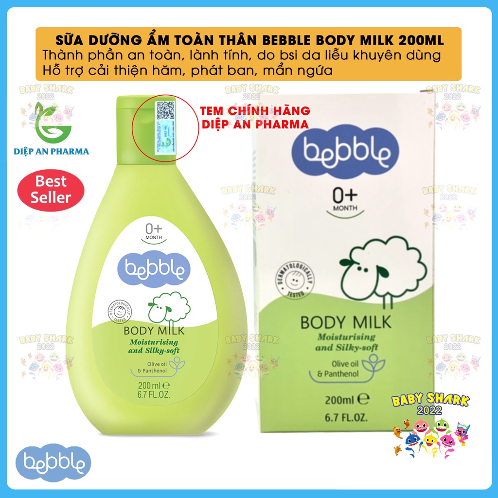 [Chính Hãng] Sữa dưỡng ẩm toàn thân dành cho bé Bebble Body Milk 200ml